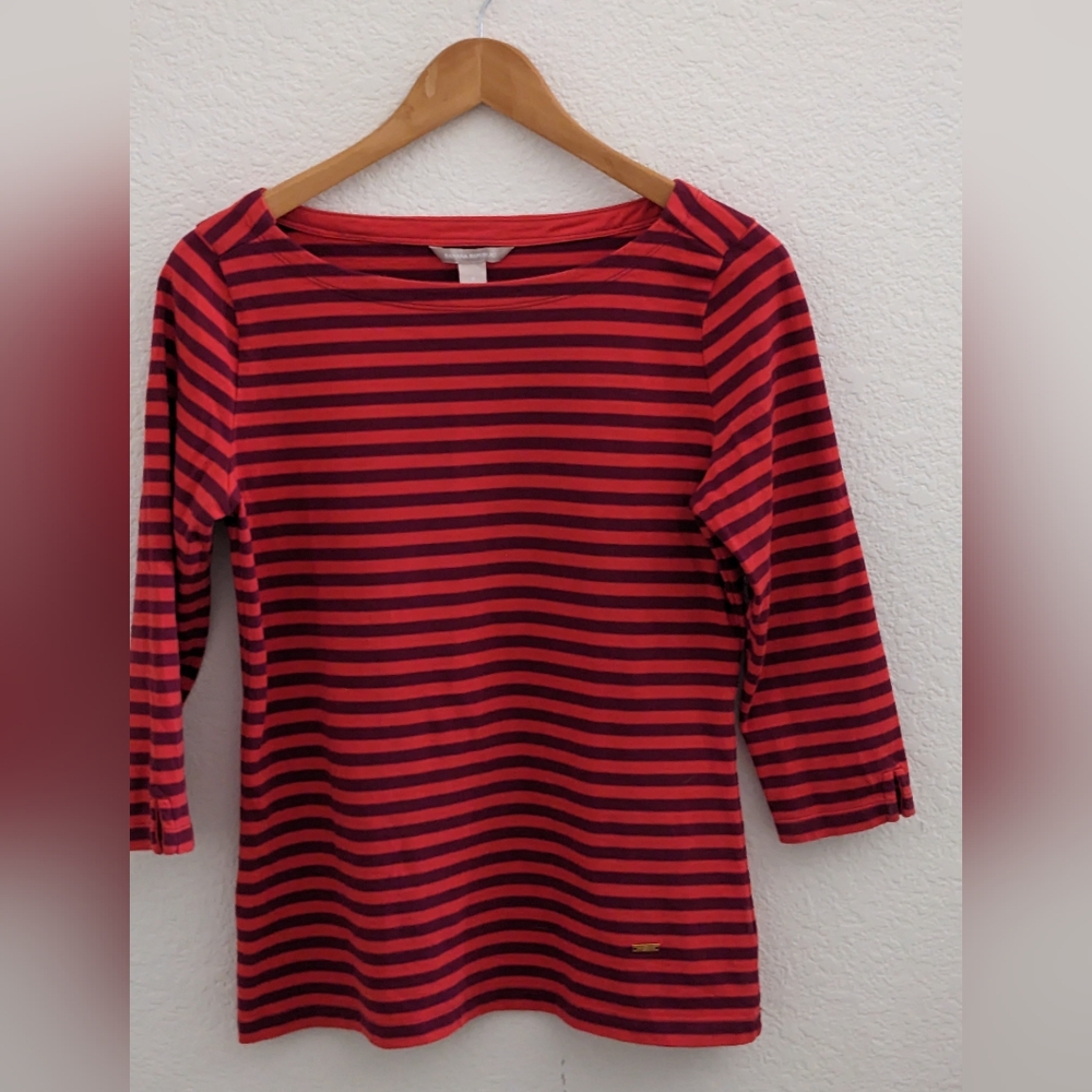 Banana Republic 3/4 Sleeve Boatneck Striped Shirt Perfect for Fall 🍁🍂 Size M